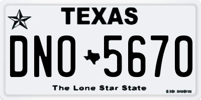 TX license plate DNO5670