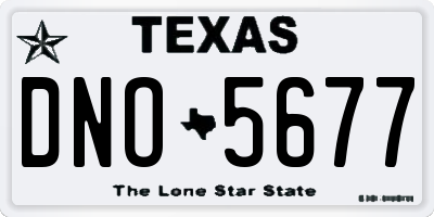 TX license plate DNO5677