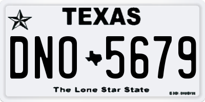 TX license plate DNO5679