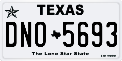 TX license plate DNO5693