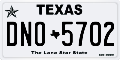 TX license plate DNO5702