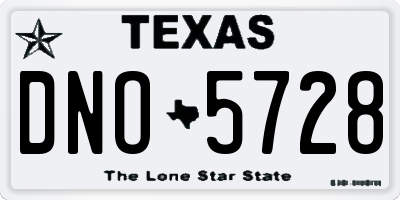 TX license plate DNO5728