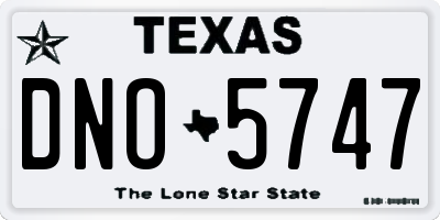 TX license plate DNO5747