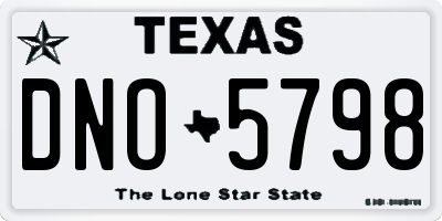 TX license plate DNO5798