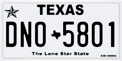 TX license plate DNO5801