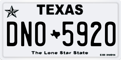 TX license plate DNO5920