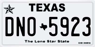 TX license plate DNO5923