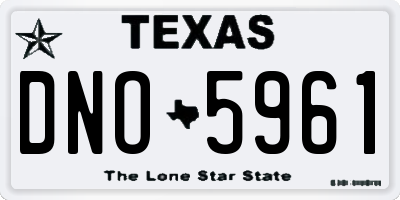 TX license plate DNO5961