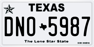 TX license plate DNO5987