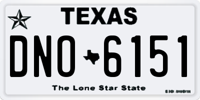 TX license plate DNO6151