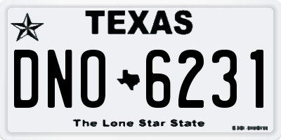 TX license plate DNO6231