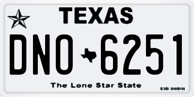 TX license plate DNO6251