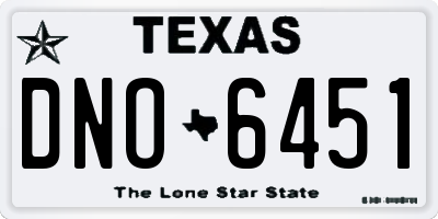 TX license plate DNO6451