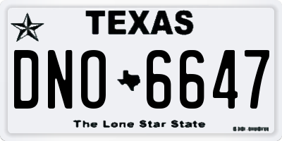 TX license plate DNO6647
