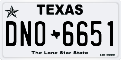 TX license plate DNO6651