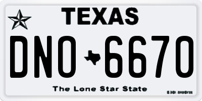 TX license plate DNO6670
