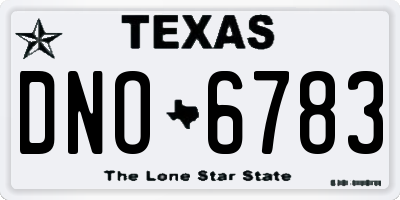 TX license plate DNO6783