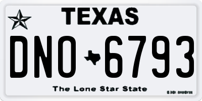 TX license plate DNO6793