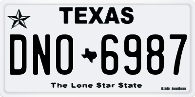 TX license plate DNO6987