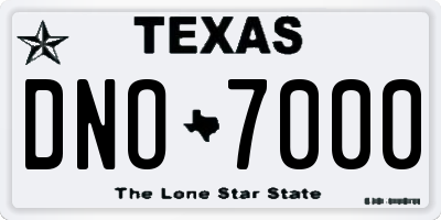 TX license plate DNO7000