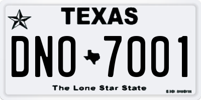 TX license plate DNO7001