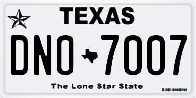 TX license plate DNO7007