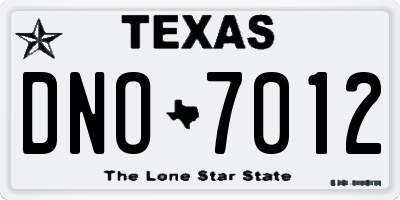 TX license plate DNO7012