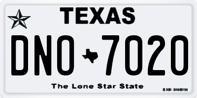 TX license plate DNO7020