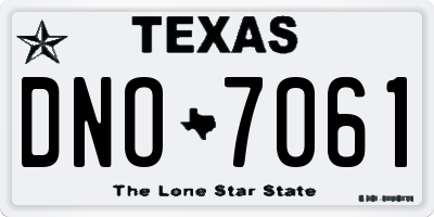 TX license plate DNO7061
