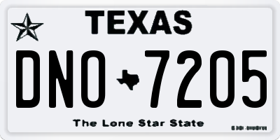 TX license plate DNO7205
