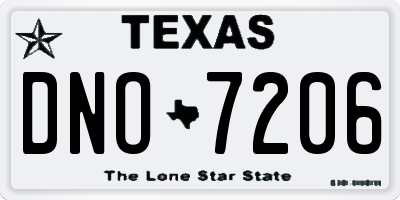TX license plate DNO7206