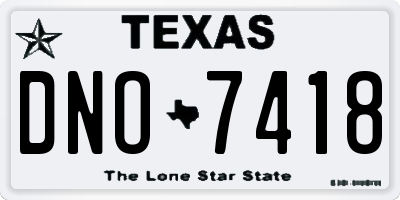 TX license plate DNO7418