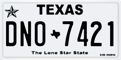 TX license plate DNO7421