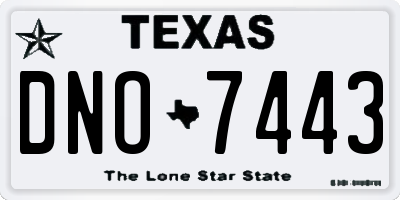 TX license plate DNO7443