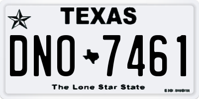 TX license plate DNO7461