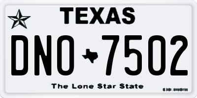 TX license plate DNO7502