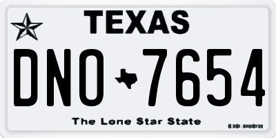 TX license plate DNO7654