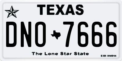 TX license plate DNO7666