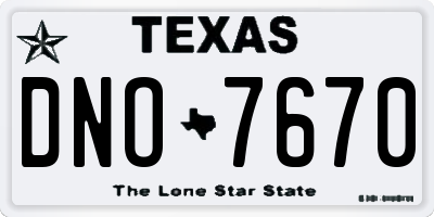TX license plate DNO7670
