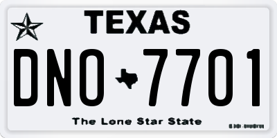 TX license plate DNO7701