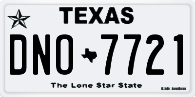 TX license plate DNO7721
