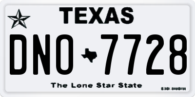 TX license plate DNO7728
