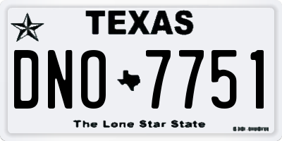TX license plate DNO7751