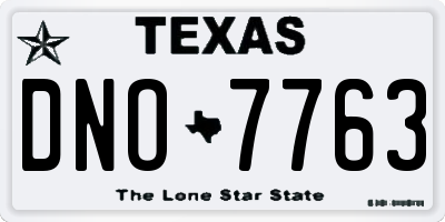 TX license plate DNO7763