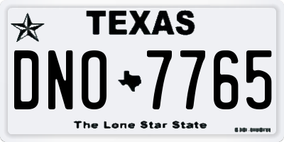 TX license plate DNO7765