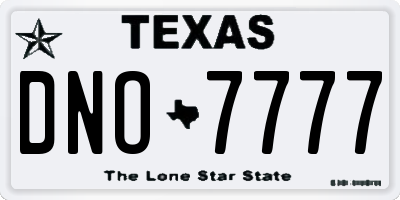 TX license plate DNO7777