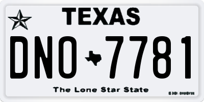 TX license plate DNO7781