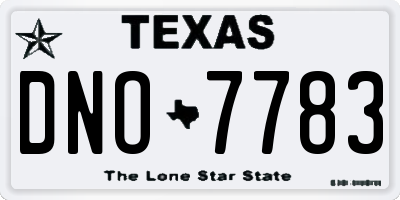 TX license plate DNO7783