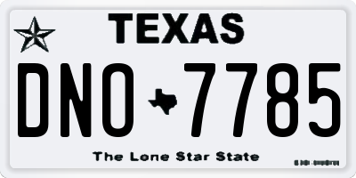 TX license plate DNO7785