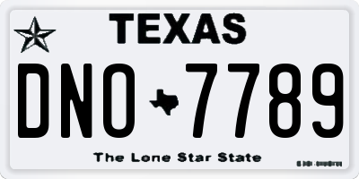 TX license plate DNO7789